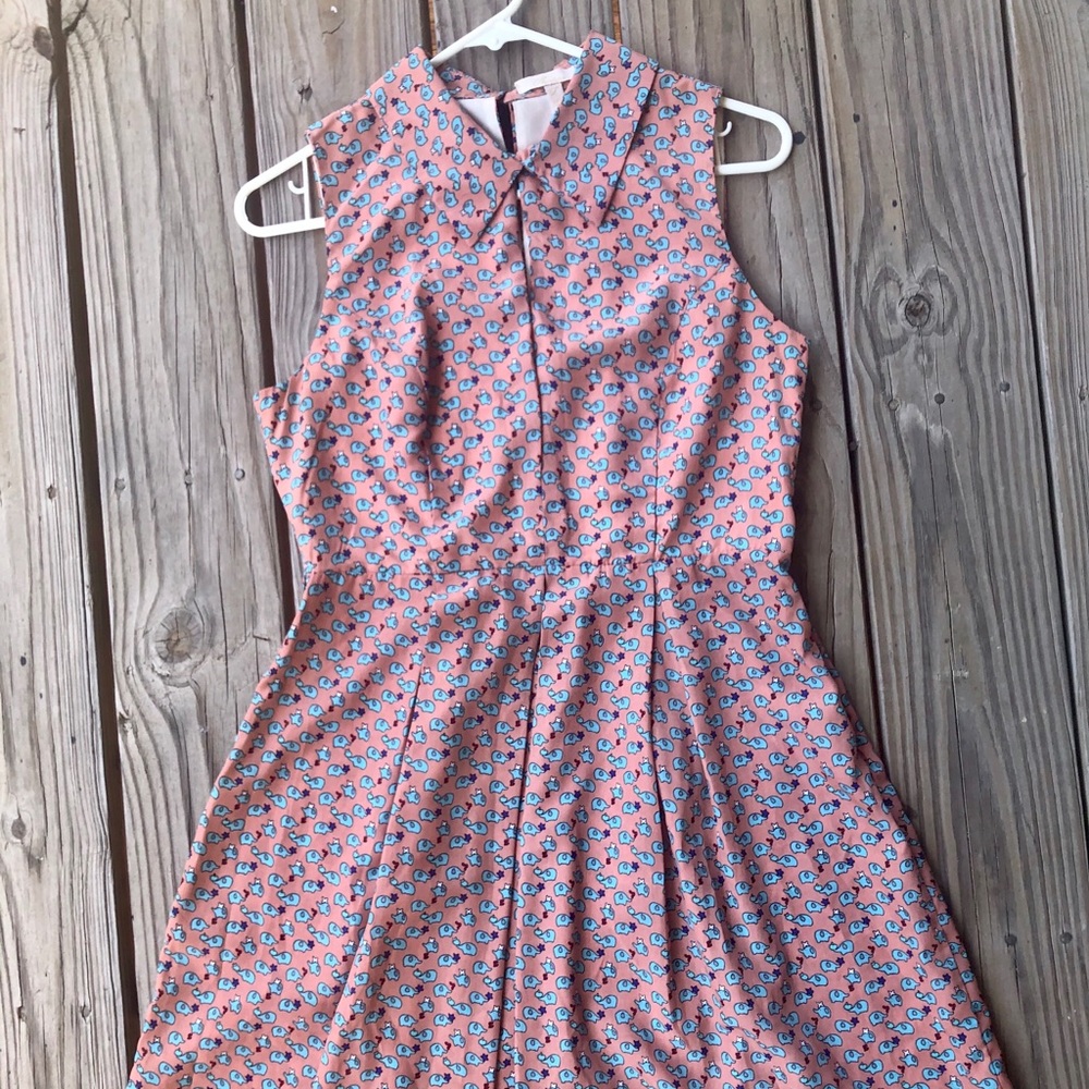 Summer Dress with Collar and Pleats By Monteau